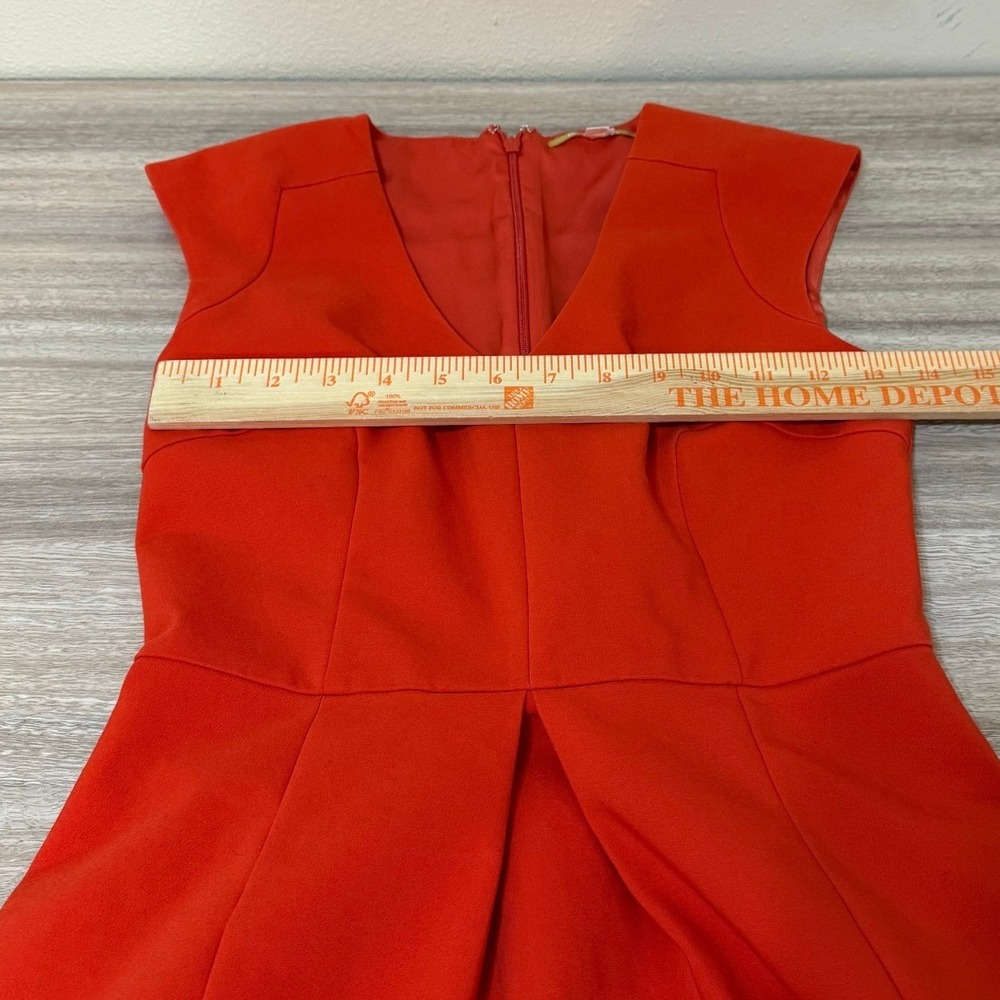 Gianni Bini Women Fit and Flare Dress XS Orange V-Neck‎ Cap Sleeve Classic - Picture 8 of 9